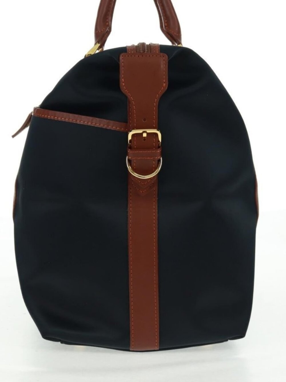SAINT LAURENT Boston Bag Nylon Leather Navy Gold Auth bs31763 - Picture 4 of 16